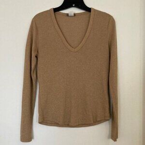 ✨ J.Crew Women’s Gold Metallic V-Neck Pullover Knit Top | Size S ✨